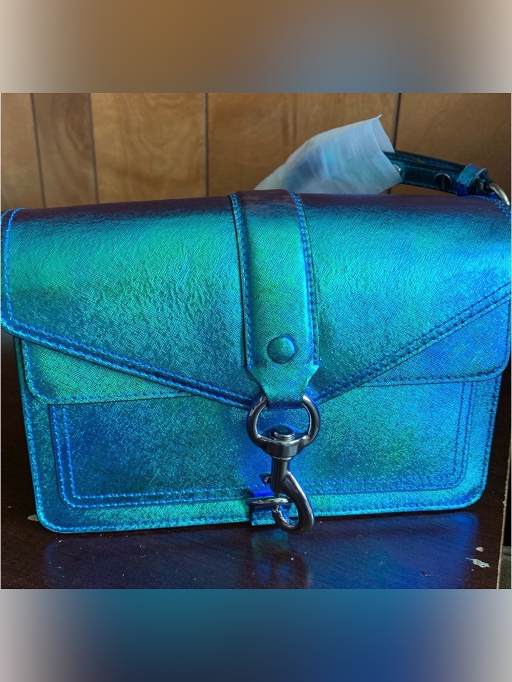 Rare NWOT Rebecca Minkoff Hudson Moto Iridescent Crossbody Shoulder Bag Purse